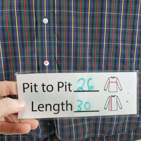 XL J. Mclaughlin Men's Button Up Shirt Plaid Blue Green Yellow Red Contrast Cuff - Picture 3 of 10